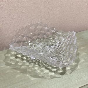 Fostoria American tri-corner three footed crystal bowl